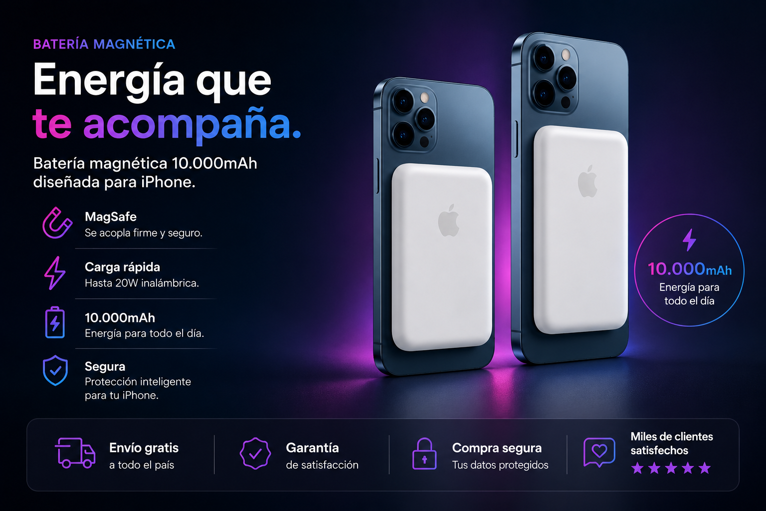 Batería Portátil Magnética 10.000 mAh